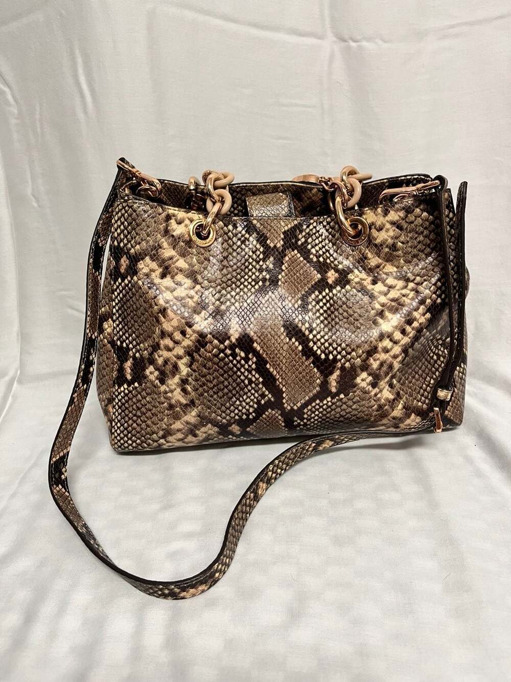 MICHAEL Michael Kors Cynthia Medium Python Embossed Leather Satchel